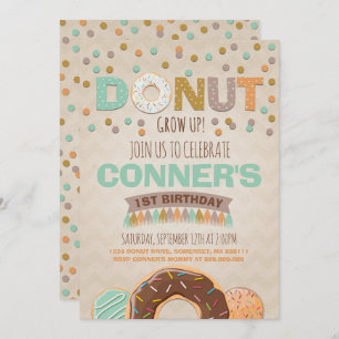 Donut Birthday Invitation Donut Grow Up Party