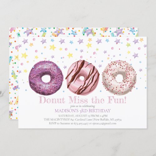 Donut Birthday Invitation Donut Grow Up Party