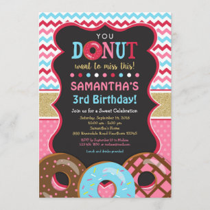 Donut Birthday Invitation, Donut Invitation