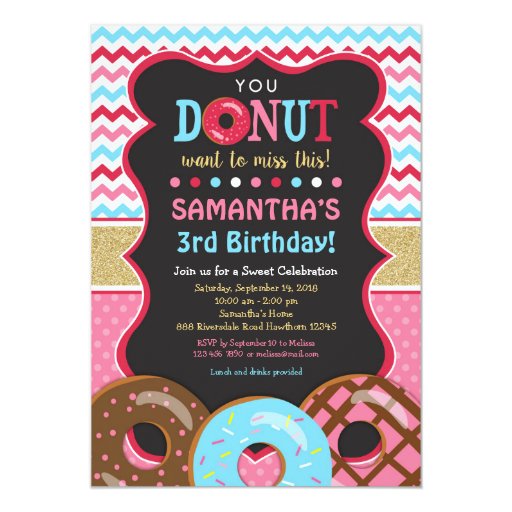 Donut Birthday Party Invitations 2