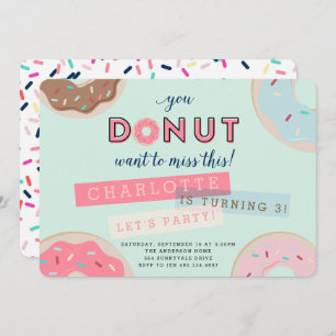 Donut Birthday Invitation - Donut Miss This Party!