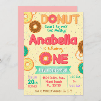 Donut Birthday invitation, Donut party Invitation