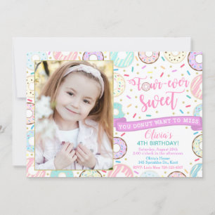 Donut Birthday Invitation Four-Ever Sweet Invite