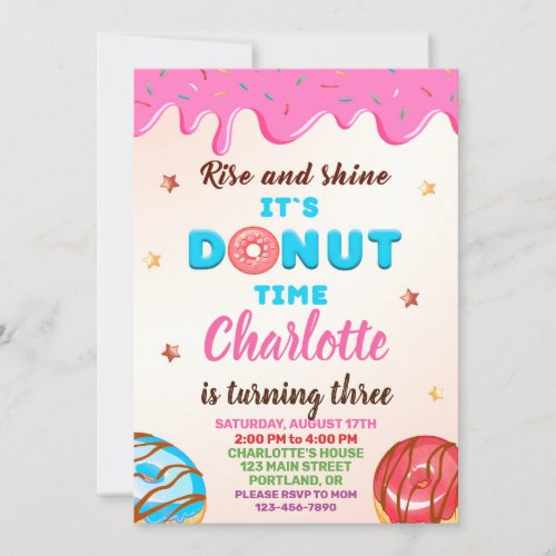 Donut birthday invitation Purple sprinkles Party