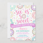 Donut Birthday Invitation, Six is Sweet Invitation