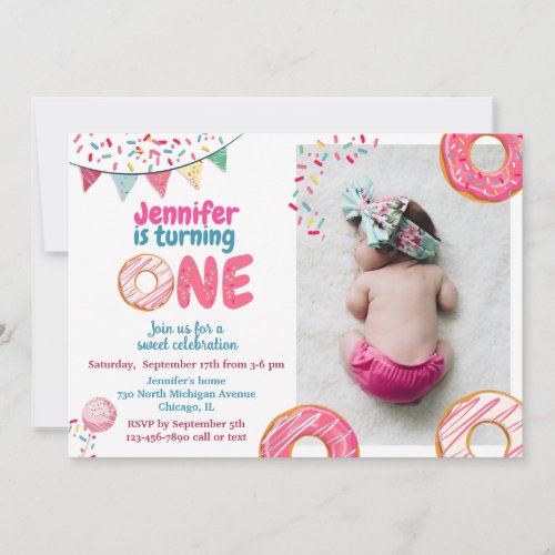 Donut Birthday Invitation Sweet ONE