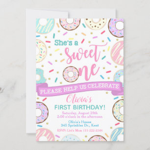 Donut Birthday Invitation Sweet One Party
