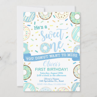Donut Birthday Invitation Sweet One Party