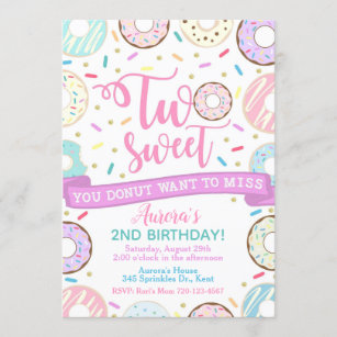Editable Donut Birthday by Mail Invitation First Birthday 1st by Mail Invitation 100 Sprinkle by Mail Invitation