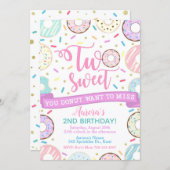 Donut Birthday Invitation Two Sweet Party (Front/Back)
