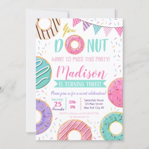 Donut Birthday Invitations