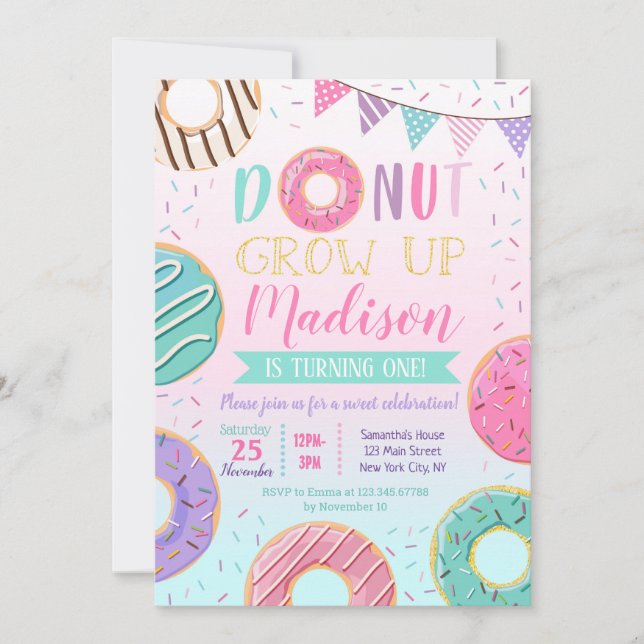 Donut Birthday Invitations (Front)