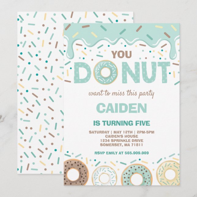 Donut Birthday Invite You Donut Want To Miss This (Front/Back)