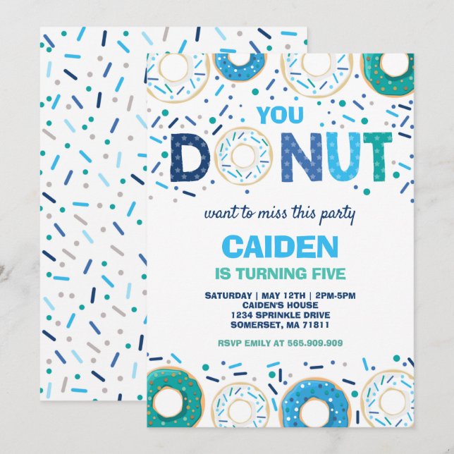 Donut Birthday Invite You Donut Want To Miss This (Front/Back)