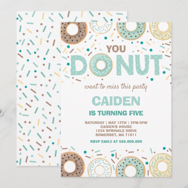 Donut Birthday Invite You Donut Want To Miss This (Front/Back)