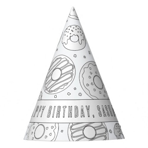 Donut Birthday Party _ Color Your Own Party Hat  Party Hat