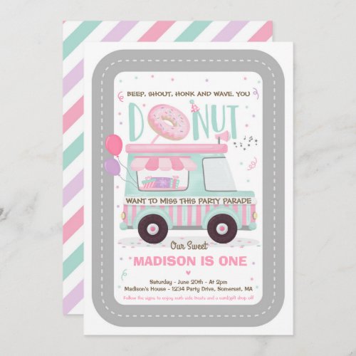 Donut Birthday Party Drive By Birthday Parade Invitation