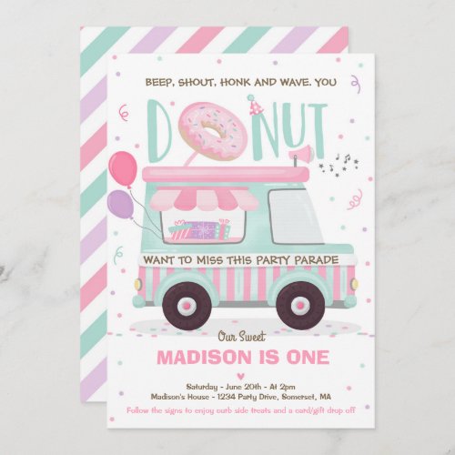Donut Birthday Party Drive By Birthday Parade Invitation