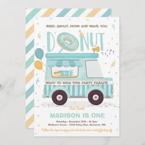 Donut Birthday Party Drive By Birthday Parade Invitation