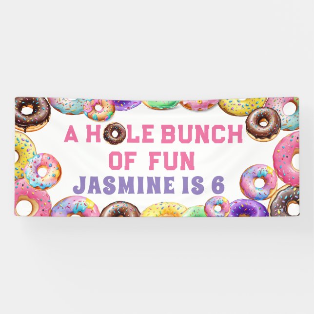Donut Birthday Party Hole Bunch Fun Banner (Horizontal)
