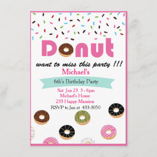 Donut Birthday Party Invitation