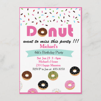 Donut Birthday Party Invitation