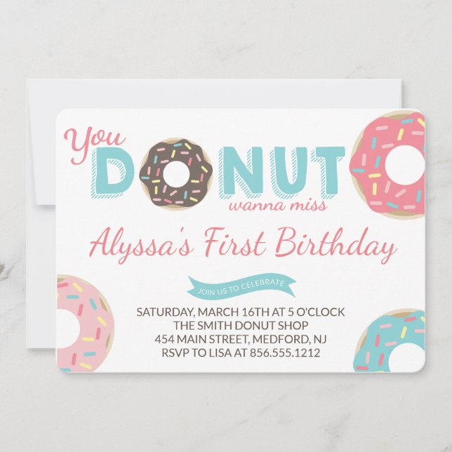 Donut Birthday Party Invitation (Front)