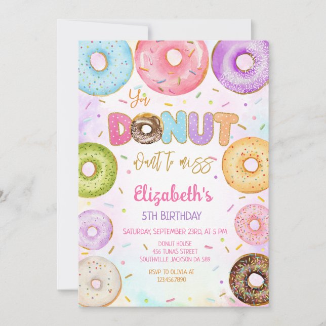 Donut Birthday Party Invitation (Front)