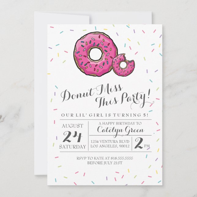 Donut Birthday Party Invitation (Front)
