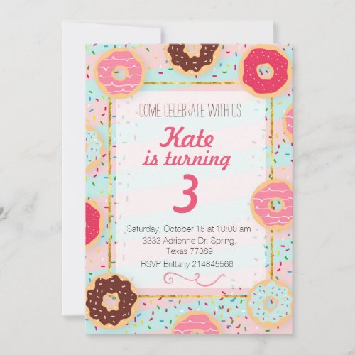 Donut Birthday Party Invitation