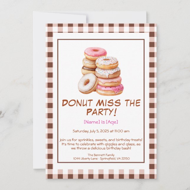 Donut Birthday Party Invitation – Colorful & Fun (Front)