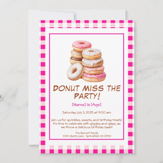 Donut Birthday Party Invitation – Colorful & Fun (Front)