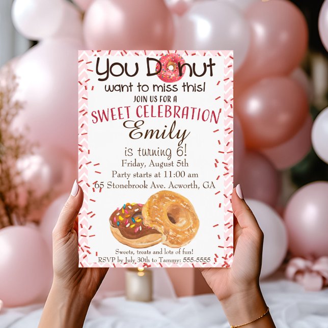 Donut Birthday Party Invitation Donut Want To Miss (Creator Uploaded)