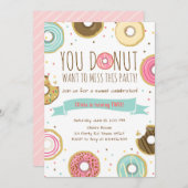 Donut Birthday Party Invitation Donut want to miss (Front/Back)