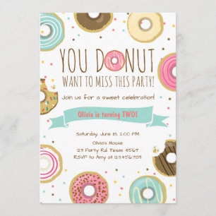 Donut Birthday Party Invitation Donut want to miss