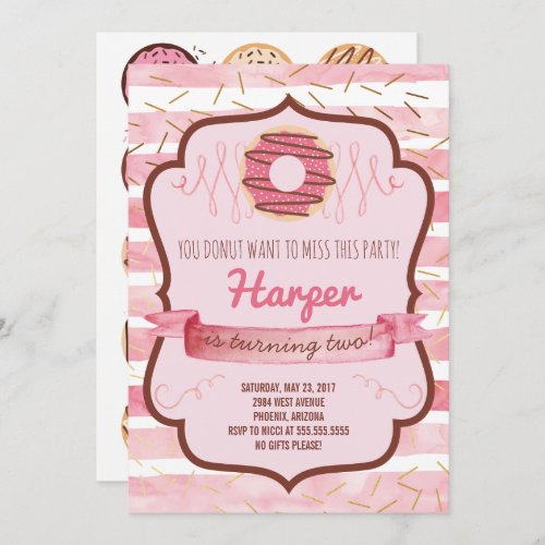 Donut Birthday Party Invitation for a Girl