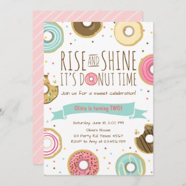 Donut Birthday Party Invitation Rise and Shine