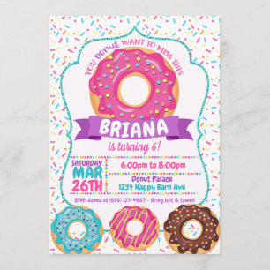 Donut Birthday Party Invitations Donut Sprinkles