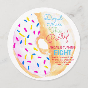 Donut birthday party kid party circle invite