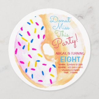 Donut birthday party kid party circle invite