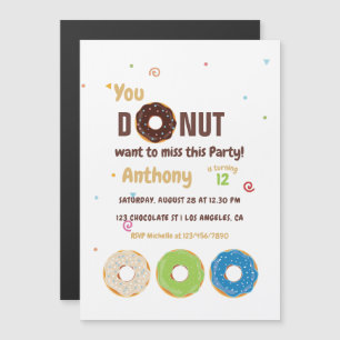 Donut Birthday Party Magnetic Invitation
