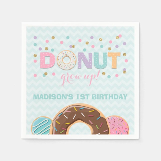 Donut Birthday Party Napkin Donut Grow Up Party (Front)