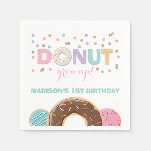 Donut Birthday Party Napkin Donut Grow Up Party