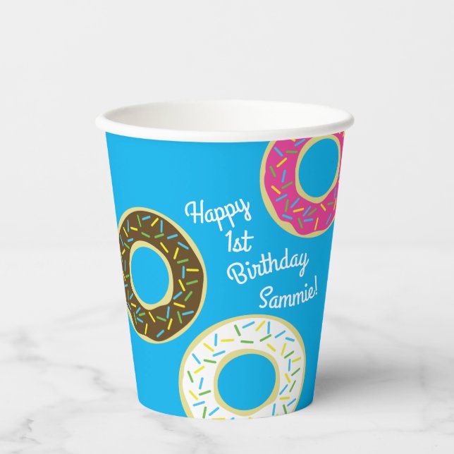 Donut Birthday Party Paper Cups (Front)