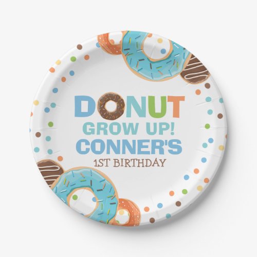 Donut Birthday Party Paper Plate 7 Donut Grow Up