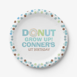 Donut Birthday Party Paper Plate 7" Donut Grow Up