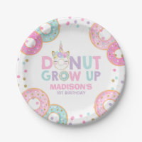 Donut Birthday Party Paper Plate Donut & Unicorn