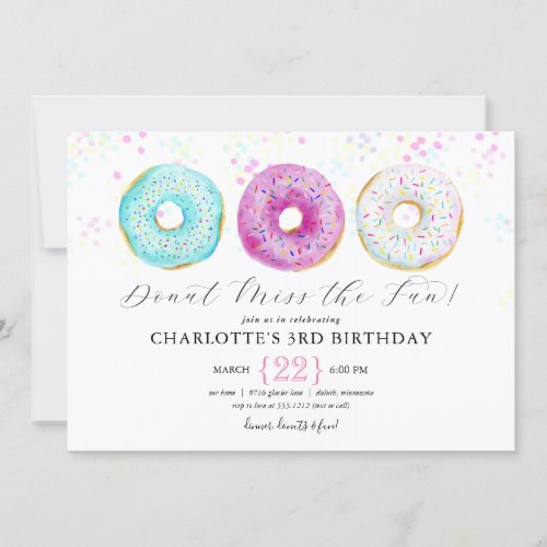 Donut Birthday Party Photo Invitation