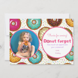 Donut Birthday Party Photo Thank You Card