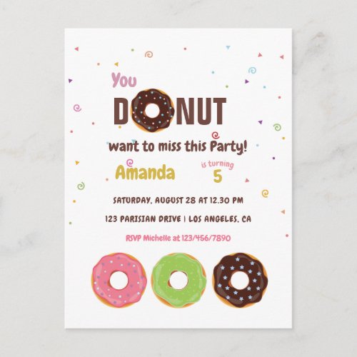 Donut Birthday Party Postcard